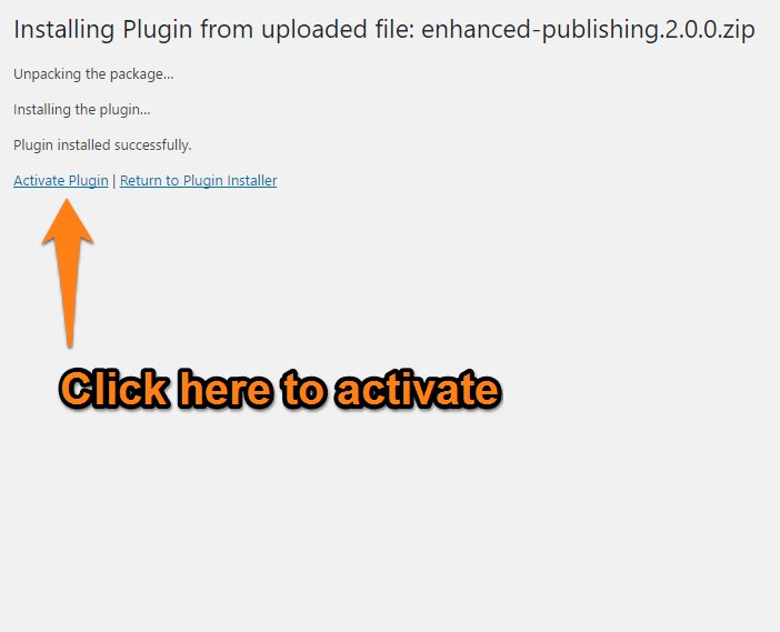Orange arrow pointing to activation link