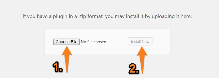 Orange Arrows pointing to Choose file button and install now butotn